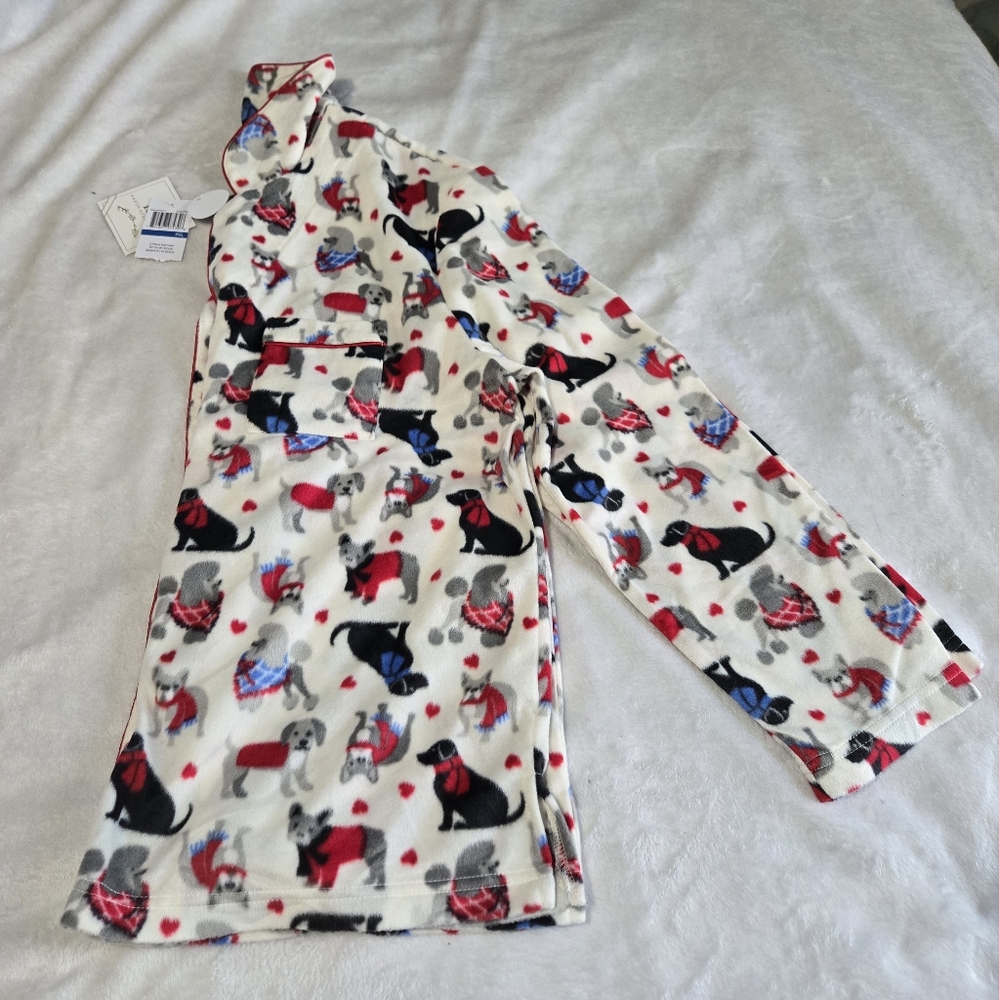 Karen Neuburger Red and White Pajama Set Festive Dog Design Size Petite XL